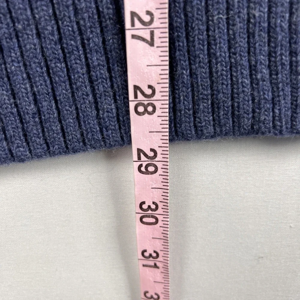 Banana Republic Sweater mens Sz L Merino Wool Henley Mock Neck 1/4  button Blue